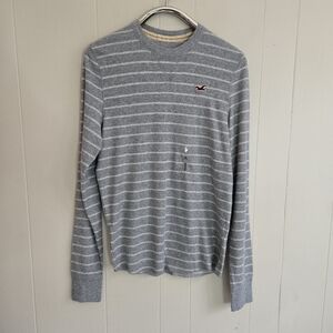 Hollister Gray Striped Long Sleeve Tee